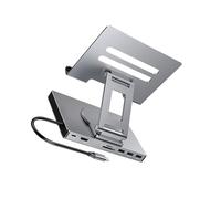 Lerpwige Setting USB C Docking Station Stand 100W Power Supply Aluminium Bracket Ethernet 3 5 mm Output Folding Base Silicone Pad USB C Adapter