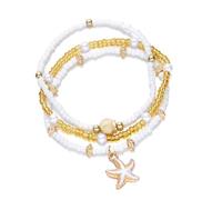 Lerpwige Shell Beads Jewelry Set Multiple Use Adjustable Comfortable Anklet for Beach Holiday Elegant Outfits Shell Pearl Jewelry, one size, as described, As described