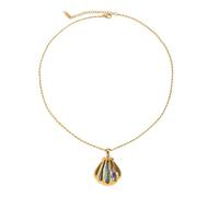 Lerpwige Shell Necklace for Women Fashionable Beach Jewellery Stainless Steel Chain with Pendant Adjustable Length Beach Holiday Starfish Jewellery, one size, As described, As described