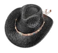 Lerpwige Shining Cowboy Hat Panama Glitter Glitter Hat for Music Festivals Rapper Cowboy Western, C Black.