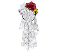 Lerpwige Skeleton Hand Veil Skull Headpiece Day Of The Death Hairband For Costume Parties Stage Performances And Festival Event Halloween Skull Hairband With Veil