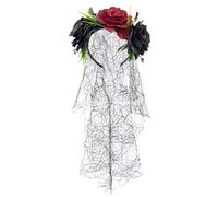 Lerpwige Skeleton Hand Veil Skull Headpiece Day Of The Death Hairband For Costume Parties Stage Performances And Festival Event Halloween Skull Hairband With Veil