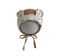 Lerpwige Spring Autumn Thin Baby Ear Protection Fashionable Polka Dot Small Ear Strap Fetal Caps Beautiful Infant Headwear, khaki