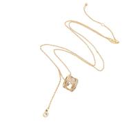 Lerpwige Stylish Gold Electroplated Copper Gourd Pendant Necklace with Sparkling Zircon 48cm Long Chain for Daily Wear Zircon Gourd Pendant Necklace
