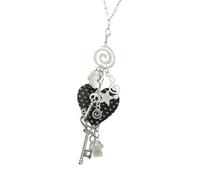 Lerpwige Stylish Handcrafted Layering Chain Necklace with Whimsical Dot Heart Skull and Spirals Pendants Elegant Clavicle Chain Floating Party Necklace