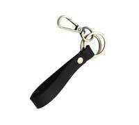 Lerpwige Stylish Handmade Leather Keychain Minimalist Styles Portable Keychain Accessories for Office Travel and Displaced People Outdoors Genuine Leather Keychain, Black