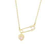 Lerpwige Stylish Heart Brooch Love Pin Necklace Comfortable Wear Robust Copper Jewellery Gifts Accessory for Tendige Women Outfits Safety Pin Pendant Necklace, one size, As described, As described