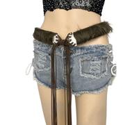 Lerpwige Stylish Plush Waist Belt Unique Decorative Waistband Multifunctional Dare Women's Fashion Sash Clothing Accessory Gift Comfortable Waist Accessory, coffee, 120 cm