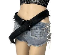 Lerpwige Stylish Plush Waist Belt Unique Decorative Waistband Multifunctional Dare Women's Fashion Sash Clothing Accessory Gift Comfortable Waist Accessory, black, 120 cm