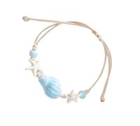 Lerpwige Stylish Shell Inspired Handmade Adjustable Bangle For Girls Beach Jewellery Ceramic Beads Styles Bracelet Unique Ceramic Beach Bracelet For Women, one size, As described