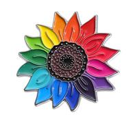 Lerpwige Stylish sturdy rainbow sunflower enamel brooch