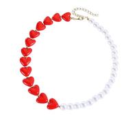 Lerpwige Trendy Heart Designs Resin Necklace with Imitation Pearls, Portable Accessory for the Special Moment of Casual Wear by Women