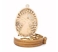 Lerpwige Unfinished Craft Wood Discs Rabbit Egg Shape Wooden Cutouts for Painting Hanging Decoration Home Decoration