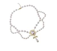 Lerpwige Unique Double Layer Baroques Pearls Pendant Necklace Retro Inspired Women Fashion Accessories For Special Occasions Romance Courts Necklace For Daily Wear
