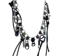 [Lerpwige] Unique Zipper Necklace Personality Clavicle Chain Retro Fringe Chain Head Y2k Hip Hop Choker Women Fashion Accessories Fashion Jewelry