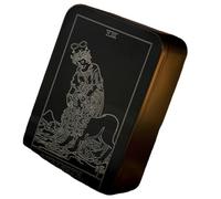 Lerpwige White Line Pattern Tarot Cards Box Iron Storage Box Portable Card Box Divination Box Easy to Carry