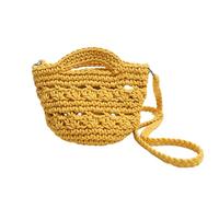 Lerpwige Women Girls Shoulder Bag Cotton Beach Bag Fashion Large Capacity Travel Versatile Woven, Yellow