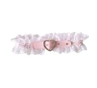 [Lerpwige] Women Ruffle Bowknot - Bell Choker Necklace Pink Lace Choker Necklace - Lolita Heart Choker Harajuku Choker Collar Jewelry Pink Lace Choker Necklace- Lolita Heart Choker Ruffle Bowknot -