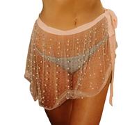 Lerpwige Women's Mesh Beach Rack Rasson Up Skirt Female Swimwear Up Skirt At View Through The Up Skirt