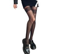 Lerpwige Women's Patterned Tights High Waist Tights Control Top Tights Pure Nylon Stockings High Waist Control For Women, thigh lace black, One Size