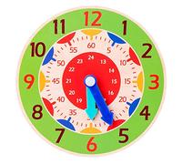 Lerpwige Wooden Learning Clock Education Clockface for Kids Non Toxic Color Printed Teaching Board School Stationery for Kindergarten for for Preschool for Teachers for Math