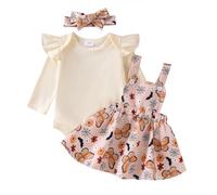 Lerrita Baby Girls Halloween Braces Skirt Set Halloween Pumpkin Princess Skirt Set My 1st Halloween Outfit Long Sleeve Ruffle Bodysuit Sweatshirt +Bat/Pumpkin/Ghost Skirt+Headband