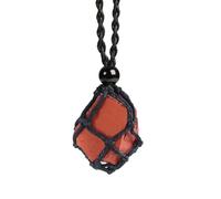 LERSUSI Hand Unprocessed Natural Crystal Rope Adjustable Necklace Pendant for Men and Women, 30 in -76.2 in, Gemstone, Red Jasper green fluorite