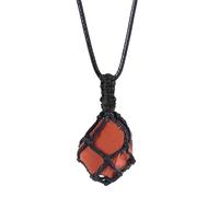 LERSUSI Handmade Natural Crystal Pendant Necklace with Gemstone Holder with Adjustable Length for Women Men, 0.98-1.57 inches / 2.5-4cm, Gemstone, Red Jasper A