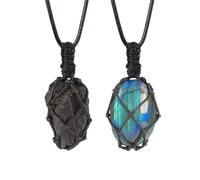 LERSUSI Handmade Natural Crystal Pendant Necklace with Gemstone Holder with Adjustable Length for Women Men, Gemstone, Style 29