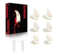 Lerunah Vampire Teeth 6 Pairs, Vampire Fangs Fake Teeth Halloween Costumes Decorations Party Cosplay Props Werewolf Fang Vampire Dentures Party Favors Masquerade Accessories for Adult Women Girl