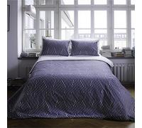 LERUUM Boys Single Bedding Cotton Navy Blue Duvet Cover Set Striped Reversible Geometric Quilt Cover Bed Set (Navy Blue Single)