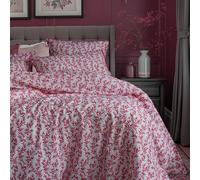 LERUUM Fuchsia Pink Single Duvet Cover Set 100% Percale Cotton 200TC | Fuchsia Pink Bedding Ditsy Leaf Print Quilt Cover Cute Pattern Girls Teens Cotton Bed Set For All Seasons Soft Comfortable
