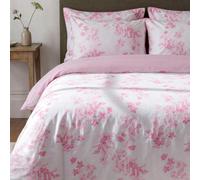 LERUUM Single Bedding Set Pink Floral Striped Duvet Cover 100% Cotton | Pink Floral Striped Single Bedding Set with Pillowcase Soft Cosy Cotton Duvet Cover for Girls Teens All Seasons