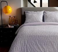 LERUUM Superking Duvet Cover Set Cotton Autumnal Bedding Grey Floral Leaf & Plain Pattern Reversible Ditsy Quilt Cover Bed Set (Super King Bed Set)