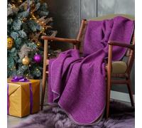 LERUUM Throw Blanket Honeycomb Pattern Cotton Acrylic Polyester Mix Plum Dark Fuchsia 150x200cm For Sofa Armchair Couch Bed Settee (Cyclamen 150x200)