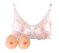Lervanla Fake Boob Silicone Breast Forms with Pocket Bra for Crossdresser Artificial False Prothesis Cosplay
