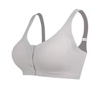 Lervanla Post Surgery Mastectomy Bra with Pockets, Front Closure Wirefree Bralette for Breast Forms, Seamless Adjustable Straps, Soft Cup Comfort Daily Bra for Women Grey