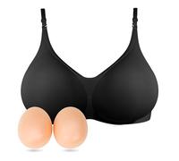Lervanla Silicone Breast Form For Crossdressers Fake Breasts Wireless Mastectomy Bra with Pockets for Breast Enhancers