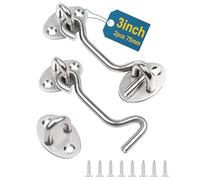 Leryati 3 Inch Hook and Eye Latch, 2Pcs 75mm Silver Gate Hook Stainless Steel Cabin Hooks, Eye Latch Door Lock Hooks Lock, Apply to Wooden Gates, Window Brace Gate Door Catch