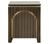 Les Arcs 1 Door Marble Top Bedside Table - Brushed Gold