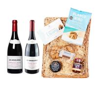 Les Argelières Premium Wine Hamper | Cabernet Franc 13.5% & Pinot Noir 13% | Cheese, Chutney, Biscuits & Chocolates | Luxury Food & Wine Gift Basket for Sharing or Gifting