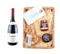 Les Argelières Standard Wine Hamper | Les Argelières Pinot Noir 13% | Cheese, Chutney, Biscuits & Chocolates | Luxury Food & Wine Gift Basket for Sharing or Gifting