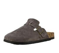 Les Arlesiennes Adults Unisex Comfort Clogs Faux Suede Adjustable Buckle Cork Effect Footbed (Grey, UK Footwear Size System, Adult, Men, Numeric, Medium, 8)