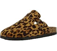 Les Arlesiennes Unisex Clogs, Faux Suede Cork Effect Footbed Casual Comfort Sliders with Adjustable Buckle Low Top (Leopard, UK Footwear Size System, Adult, Women, Numeric, Medium, 4)