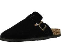 Les Arlesiennes Unisex Clogs, Faux Suede Cork Effect Footbed Casual Comfort Sliders with Adjustable Buckle Low Top (Black, UK Footwear Size System, Adult, Women, Numeric, Medium, 6)