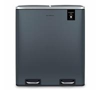 Les Collectors Recycling Kitchen Pedal Bin Stainless Steel No.906, 60L, Resistant, Waste separator 2x30L bins, Removable Inner Buckets waste Bin, Recycling, Selective sorting, Silent lid closure, Grey
