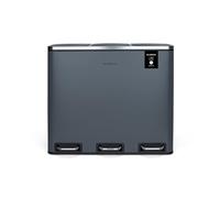 Les Collectors Recycling Kitchen Pedal Bin Stainless Steel No.984 Dark Grey, 54L, Resistant, Waste separator 3x18L bins, Removable Inner Buckets waste Bin, Recycling, Selective sorting, Silent closure