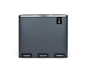 Les Collectors Recycling Kitchen Pedal Bin Stainless Steel No.984 Dark Grey, 54L, Resistant, Waste separator 3x18L bins, Removable Inner Buckets waste Bin, Recycling, Selective sorting, Silent closure