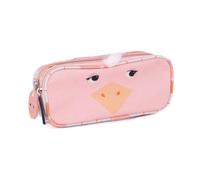 Les Deglingos 2-Zip Animal Face Pencil Case - Pomelos the Ostrich in Light Pink Les Deglingos Light Pink