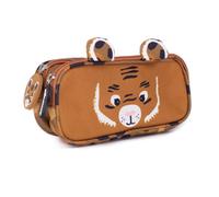 Les Deglingos 2-Zip Animal Face Pencil Case - Speculos the Tiger in Copper Les Deglingos Copper